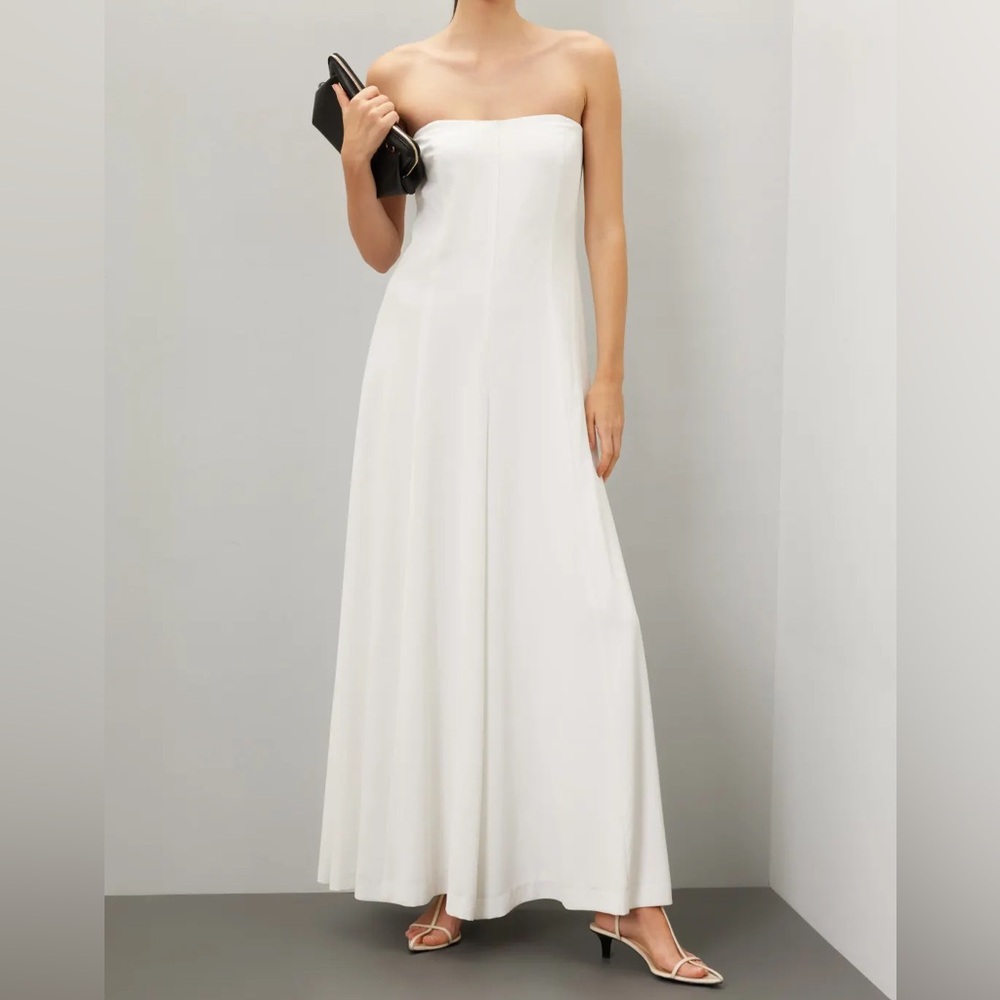 Rosetta Getty Strapless Wide Leg Jumpsuit White Size 2